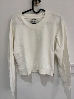 Acne Studios White Cropped Crewneck Sweatshirt